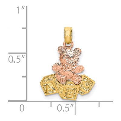 14K Two-Tone Gold Teddy Bear ABC Blocks Charm – view 5