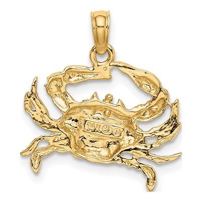 14K Yellow Gold Blue Crab Charm – view 4