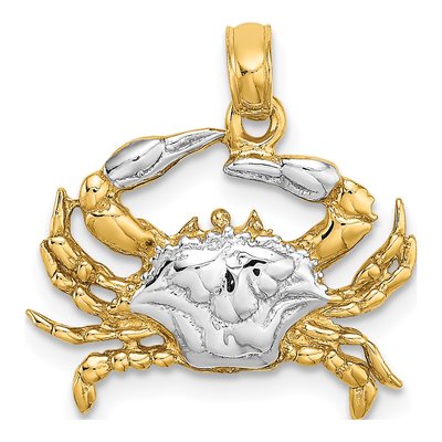 14K Yellow Gold Blue Crab Charm