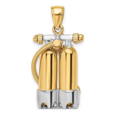 14K Yellow Gold 3-D Double Scuba Tanks Charm