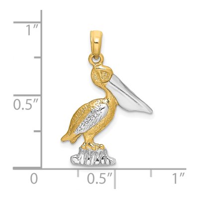 14K Yellow Gold Standing Pelican Pendant – view 4