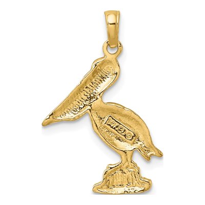 14K Yellow Gold Standing Pelican Pendant – view 5
