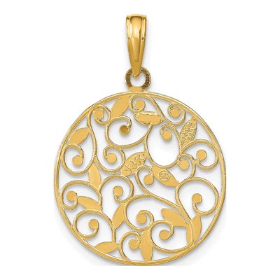 14K Yellow Gold Filigree Round Pendant – view 5