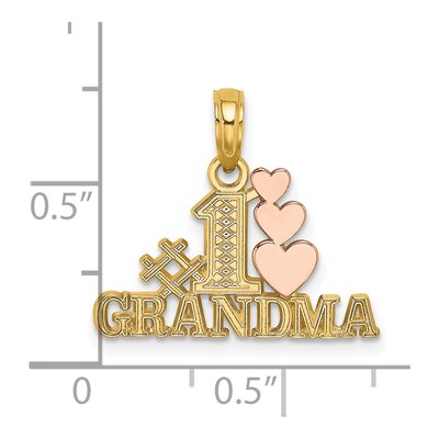 14K Two-Tone Gold Grandma Hearts Number 1 Charm – view 4