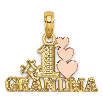 14K Two-Tone Gold Grandma Hearts Number 1 Charm