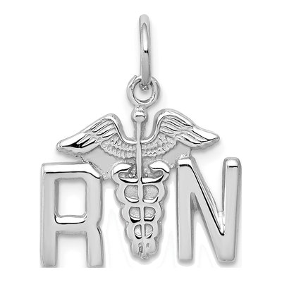 14K White Gold RN Registered Nurse Pendant