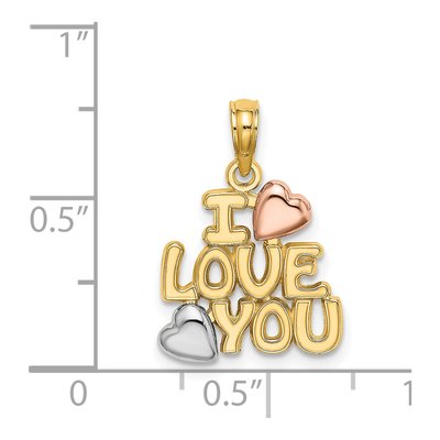 14K Two-Tone Gold I LOVE YOU Hearts Pendant – view 5