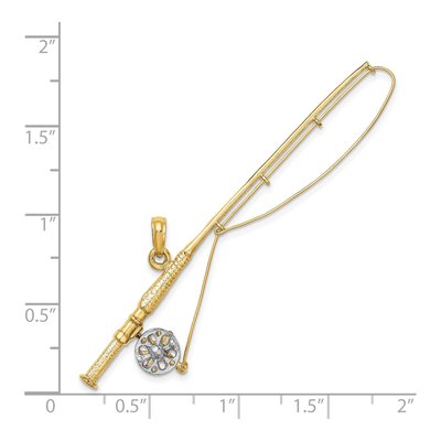14K Yellow Gold Fly Fishing Rod Charm – view 3