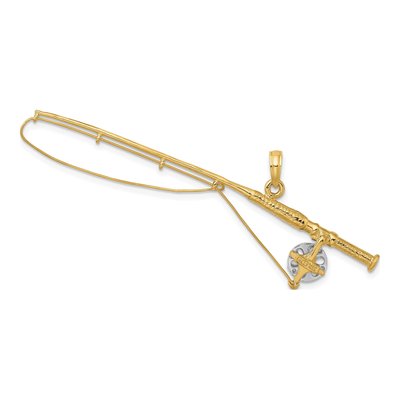 14K Yellow Gold Fly Fishing Rod Charm – view 4