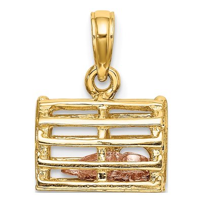 14K Two-Tone Gold 3D Trap Charm – view 4