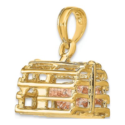 14K Two-Tone Gold 3D Trap Charm – view 6