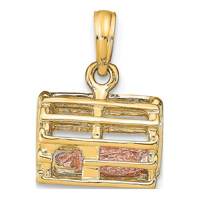 14K Two-Tone Gold 3D Trap Charm