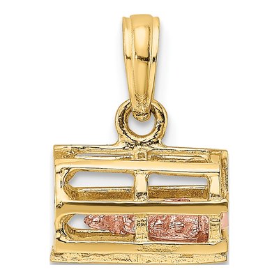 14K Two-Tone Gold 3D Trap Charm