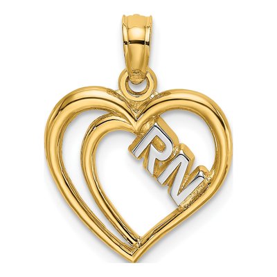 14K Yellow Gold Double Hearts Pendant