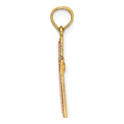 14K Two-Tone Gold Polished Cross Charm Pendant – view 3
