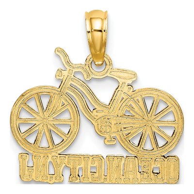 14K Yellow Gold Ocean City NJ Bicycle Pendant – view 5