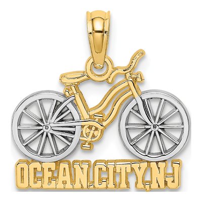 14K Yellow Gold Ocean City NJ Bicycle Pendant