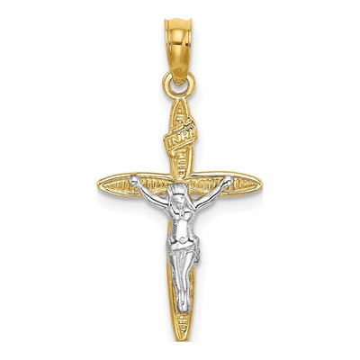 14K Yellow Gold INRI Crucifix Charm