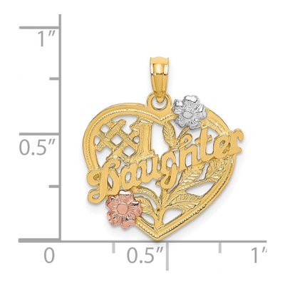 14K Two-Tone Gold Daughter Heart Number 1 Charm – view 4