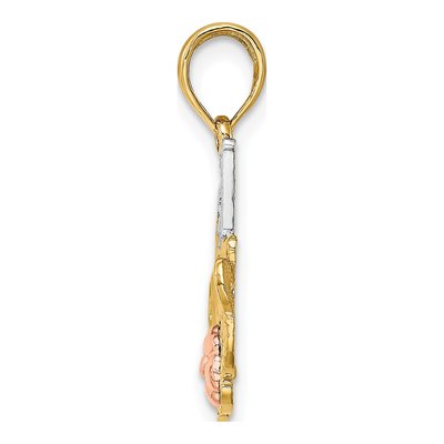 14K Two-Tone Gold MOM Flower Number 1 Pendant – view 3