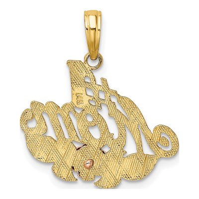 14K Two-Tone Gold MOM Flower Number 1 Pendant – view 5
