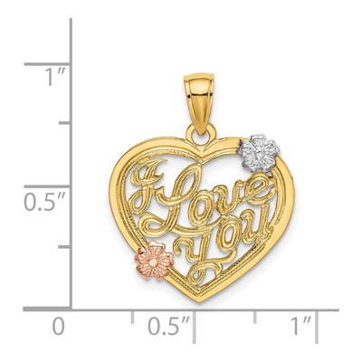 14K Two-Tone Gold I Love You Heart Charm – view 5