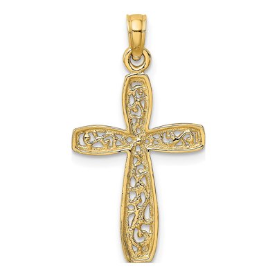 14K Yellow Gold Filigree Cross Charm – view 5