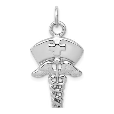 14K White Gold Nurse Symbol Pendant