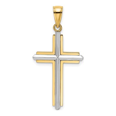 14K Two-Tone Gold Cross Pendant