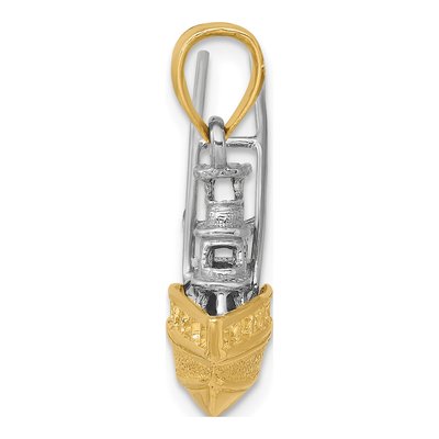 14K Two-Tone Gold 3-D Sportfishing Boat Charm – view 3