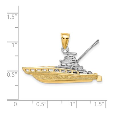 14K Two-Tone Gold 3-D Sportfishing Boat Charm – view 4