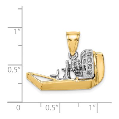 14K Two-Tone Gold 3-D Airboat Pendant – view 4