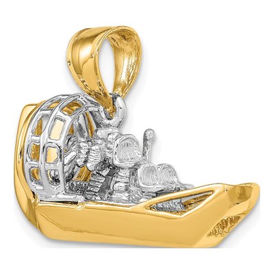 14K Two-Tone Gold 3-D Airboat Pendant – view 6