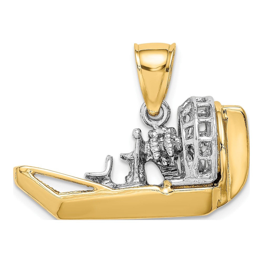 14K Two-Tone Gold 3-D Airboat Pendant