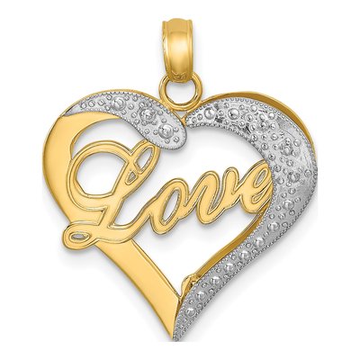 14K Yellow Gold Heart LOVE Charm