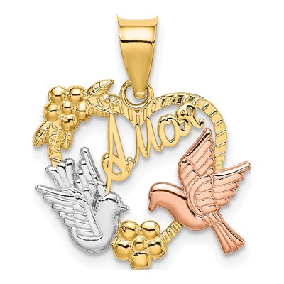 14K Two-Tone Gold AMOR Heart Charm