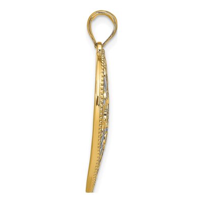 14K Yellow Gold Filigree Leaf Heart Charm – view 3