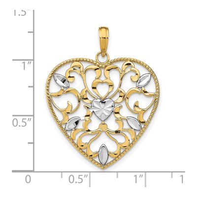 14K Yellow Gold Filigree Leaf Heart Charm – view 4
