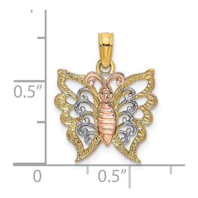 14K Two-Tone Gold Butterfly Cut-Out Pendant – view 4