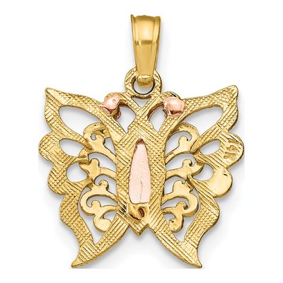 14K Two-Tone Gold Butterfly Cut-Out Pendant – view 5