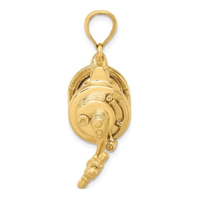 14K Yellow Gold 3D Fishing Reel Charm – view 3