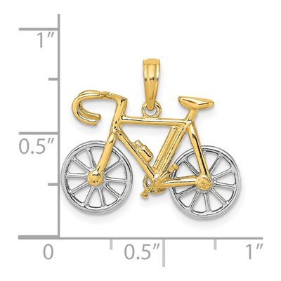 14K Two-Tone Gold 3D Bicycle Charm – view 4