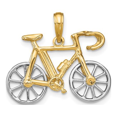 14K Two-Tone Gold 3D Bicycle Charm – view 5