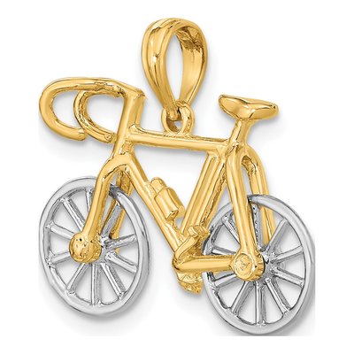 14K Two-Tone Gold 3D Bicycle Charm – view 6