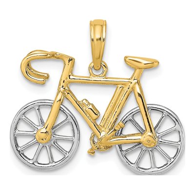 14K Two-Tone Gold 3D Bicycle Charm