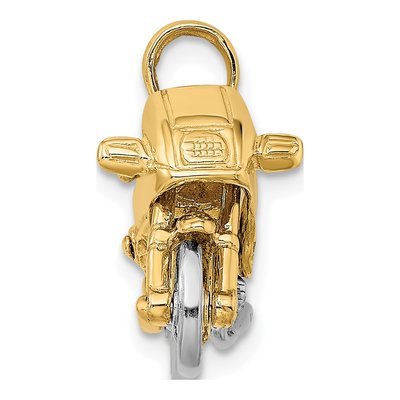14K Two-Tone Gold 3-D Motorcycle Pendant – view 3