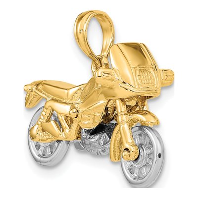 14K Two-Tone Gold 3-D Motorcycle Pendant – view 6