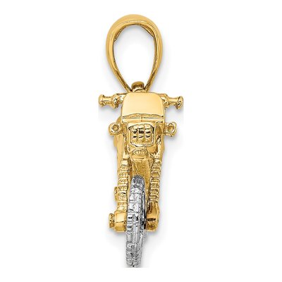 14K Two-Tone Gold 3-D Moveable Dirt Bike Motorcycle Charm – view 3