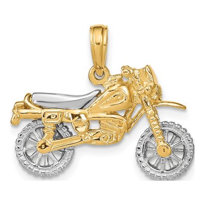 14K Two-Tone Gold 3-D Moveable Dirt Bike Motorcycle Charm – view 4