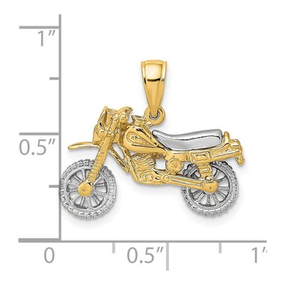 14K Two-Tone Gold 3-D Moveable Dirt Bike Motorcycle Charm – view 5